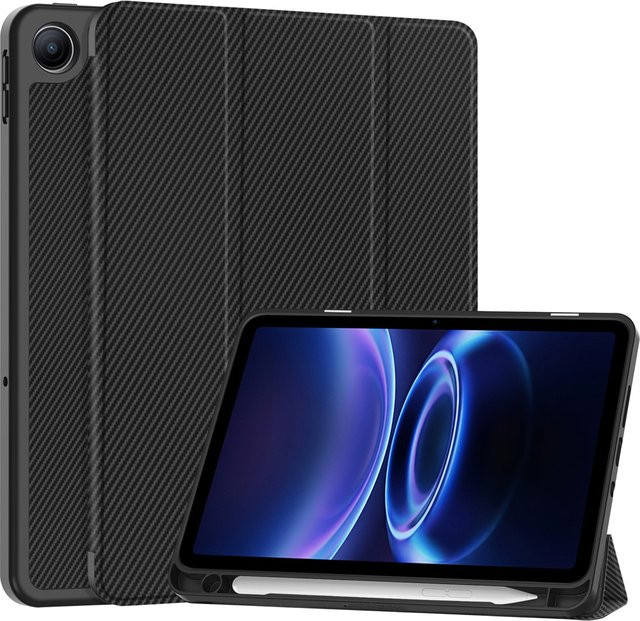 Xiaomi Redmi Pad 2 SE 9,7 Zoll Tablet-Hülle mit Stifthalter und Klappständer aus PU-Leder in Schwarz oder Lila - Bild 1