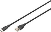 Digitus USB 2.0 Anschlusskabel USB-A auf USB-C in Schwarz (matt) 2,00 m aus flexiblem Silikon - Bild 1