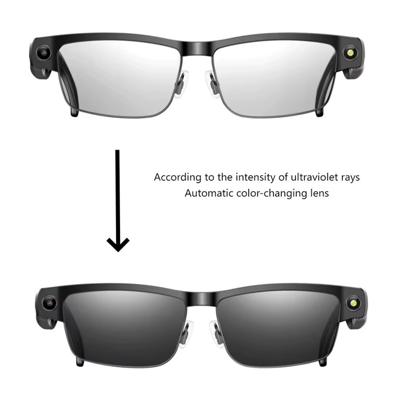Lenovo 8K HD KI-Smart-Brille in Schwarz mit photochromen Gläsern, ChatGPT-Kamera, Bluetooth-Anruffunktion und Sprachassistent-Steuerung - Bild 6