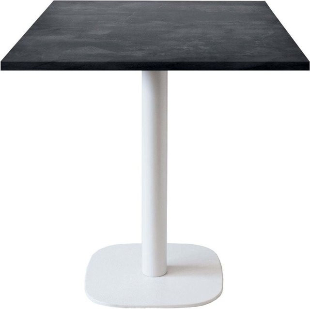 RestooTab Tisch Round quadratisch mit Stein-Dekor in Steingrau und weißem Gestell, B/T/H: 70 x 70 x 75 cm - Bild 1