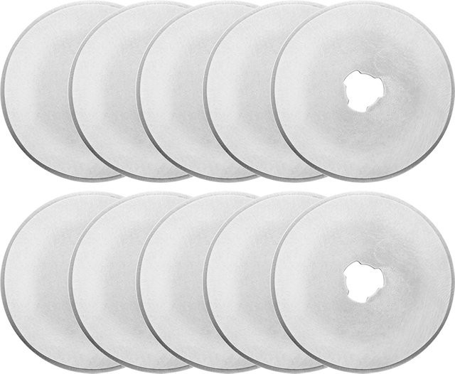 10 Stück Rollschneiderklingen aus Stahl für Patchwork und Stoff, Ersatzklingen für Kreisschneider in 28 mm, 45 mm und 60 mm, Farbe: Silber - Bild 1