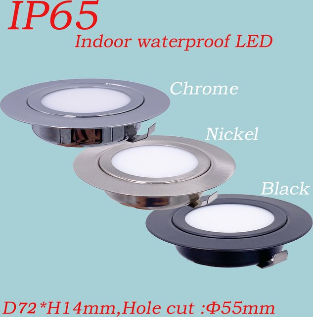 Ohlite LED Downlight IP65 Wasserdicht, Ultra-Dünner Einbauspot in Weiß für Camping, Auto, Badezimmer und Schrankbeleuchtung, 3W - Bild 1