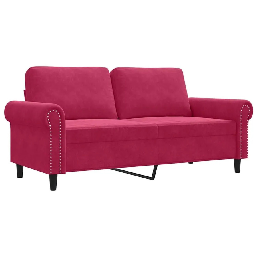 vidaXL 2-Sitzer-Sofa aus Samt in Weinrot mit Metallgestell - Bild 2