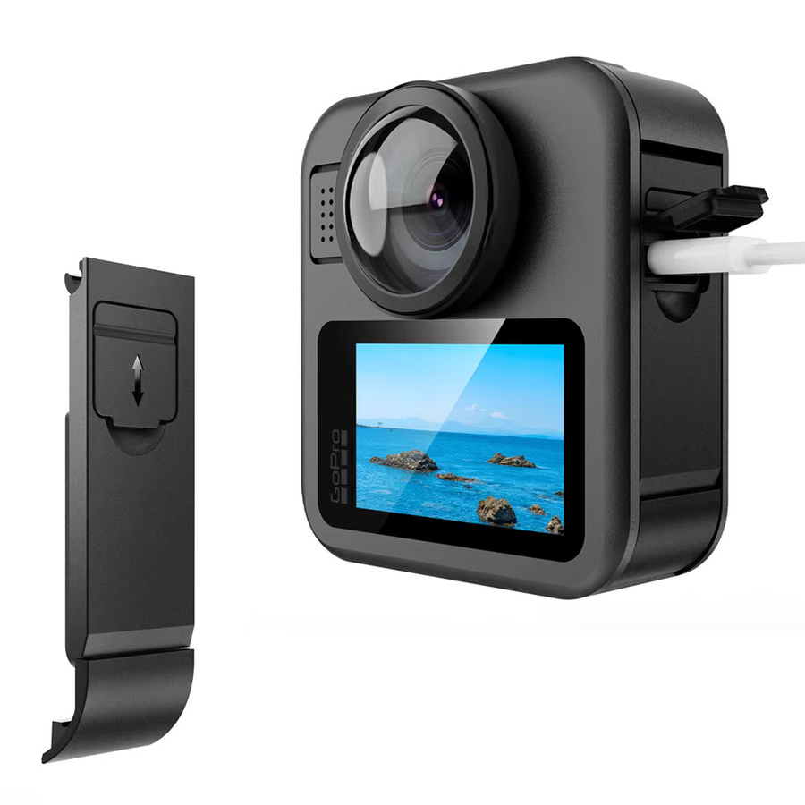 GoPro MAX 2 Schutzset aus Silikonhülle, Objektivdeckel und gehärteter Glas Displayschutzfolie in Schwarz - Bild 4