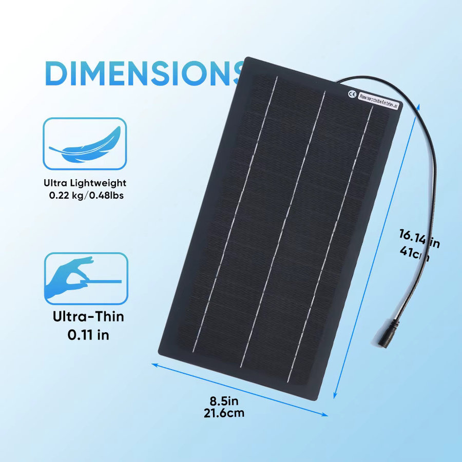 xinpuguang Solarpanel Kit 11W 12V Hocheffizientes Solar-Erhaltungsladegerät IP65 Wasserdicht in Schwarz - Bild 3