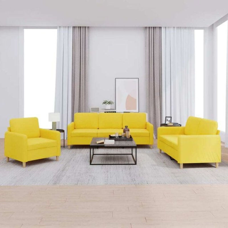 Vidaxl 3-tlg. Sofagarnitur Modern in Gelb aus Stoff mit Metallgestell - Bild 1