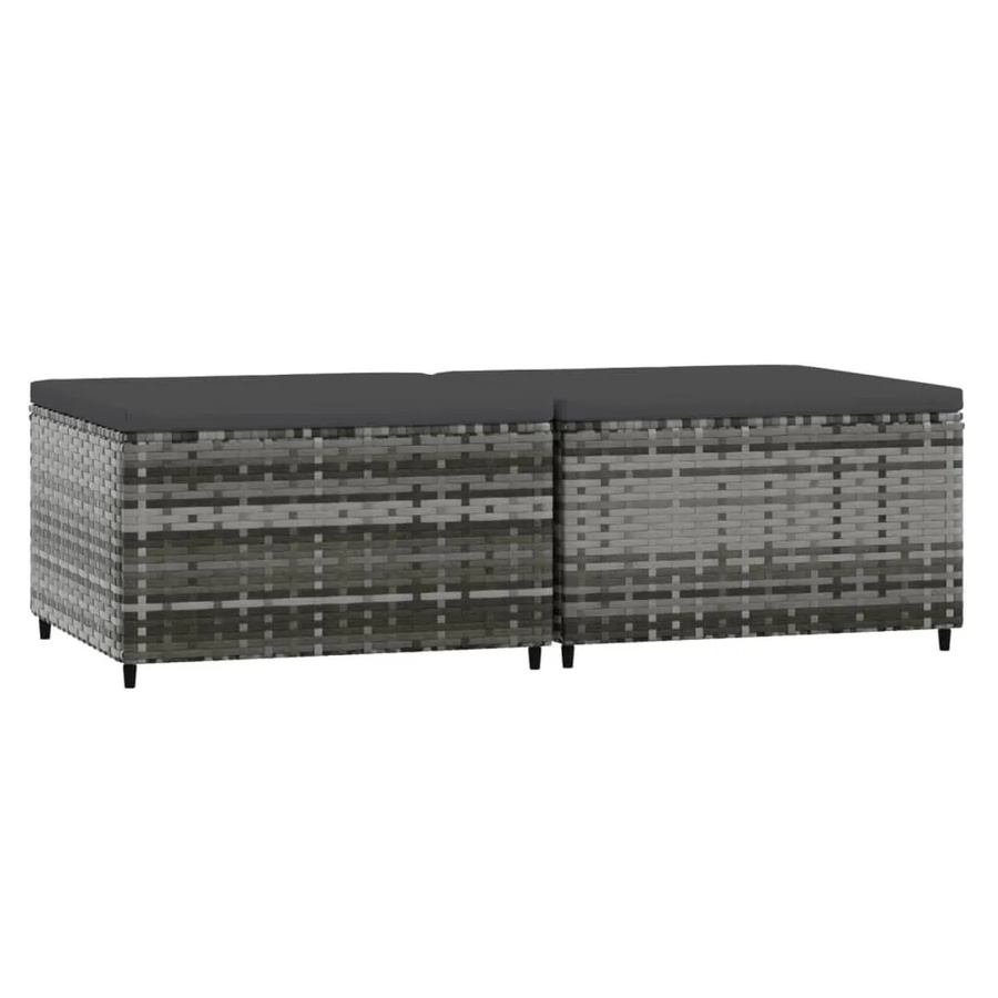 vidaXL Gartenhocker Set aus Poly Rattan mit Kissen in Grau und Anthrazit, 2 Stück - Bild 2
