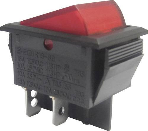 TRU Components Wippschalter TC-R13-69B-01 RD Rot 250 V/AC 10A 2 x Aus/Ein rastend - Bild 1