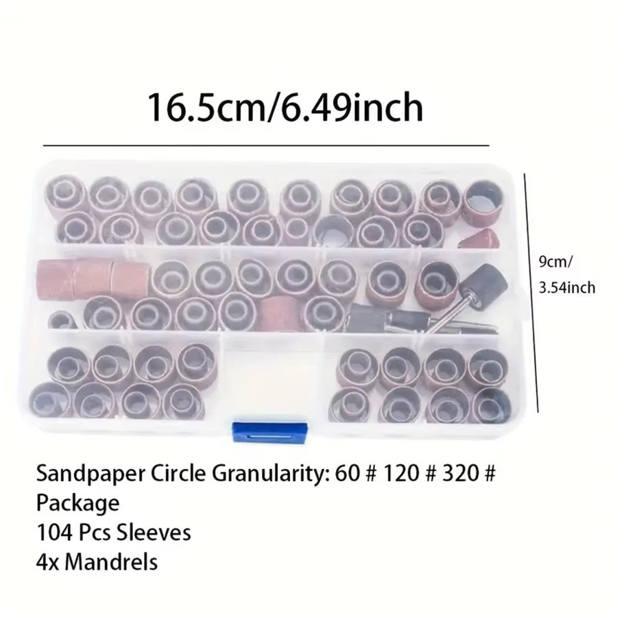 NEWONE 104-teiliges Schleifband-Set mit Schleifhülsen und Trommelpads für Nageldesign und Rotationswerkzeuge - Bild 2