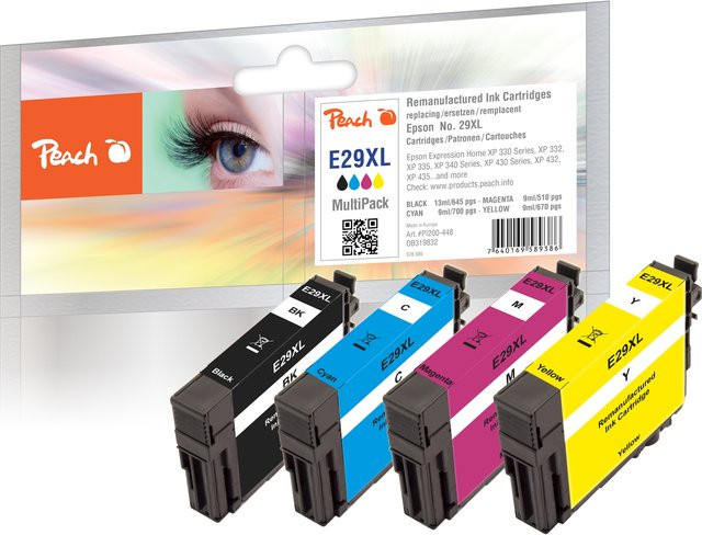 Peach E29 XL Druckerpatronen Set für Epson T2996, T2994, T2993 (Schwarz und Multicolor), wiederaufbereitet - Bild 1