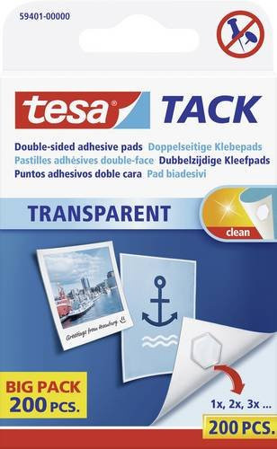 tesa TACK doppelseitige Klebepads transparent, 200 Stück - Bild 1