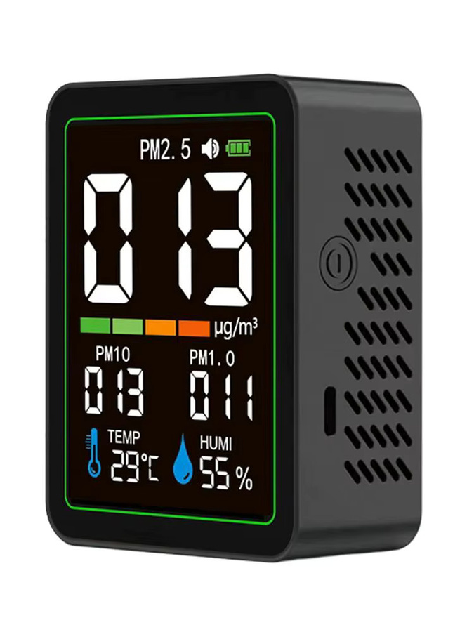 Voktta 5-in-1 Multifunktionaler Intelligenter Luftqualitätsmonitor PM2.5 PM1.0 PM10 Laser-Staubtester mit Temperatur- und Feuchtigkeitsmesser in Schwarz - Bild 7