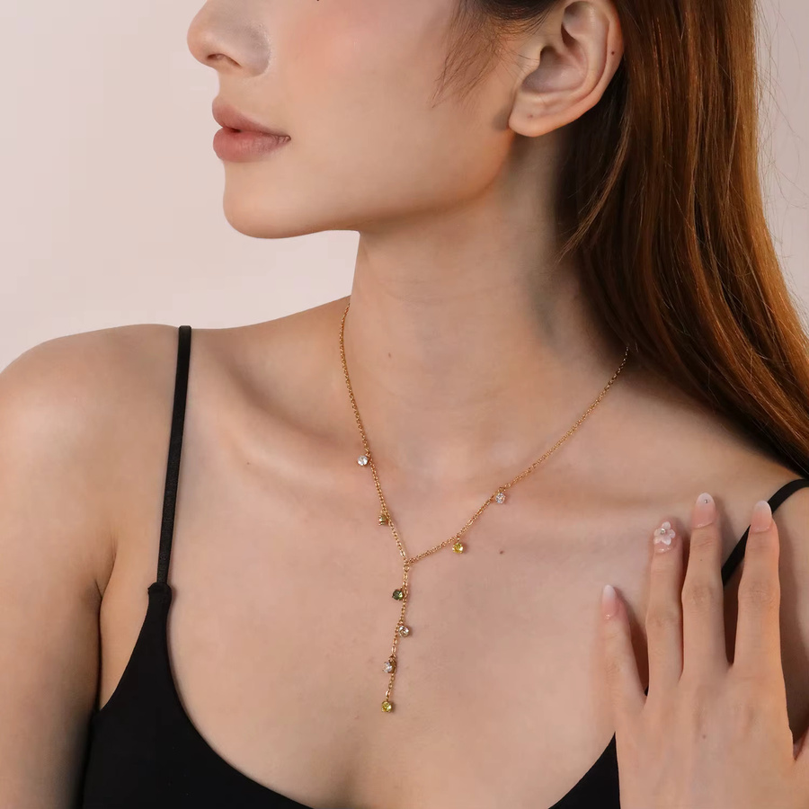 LUXUSTEEL Halskette, Diamant, Kristall, Bunt, Gold, Damen - Bild 2
