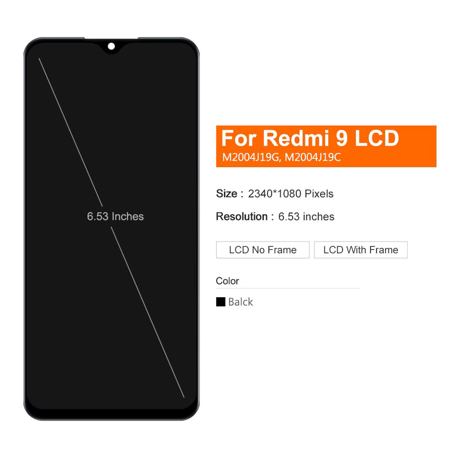 Xiaomi Redmi 9 LCD Display Touchscreen Digitizer Montage in Schwarz für M2004J19G M2004J19C Bildschirmersatz 6,53 Zoll - Bild 2
