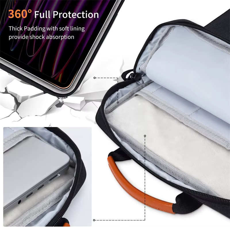 OLPAY Laptop-Hülle als Schultertasche mit stoßfestem Griff für MacBook Air 11, 12 und 13,6 Zoll, Farbe: Schwarz - Bild 3