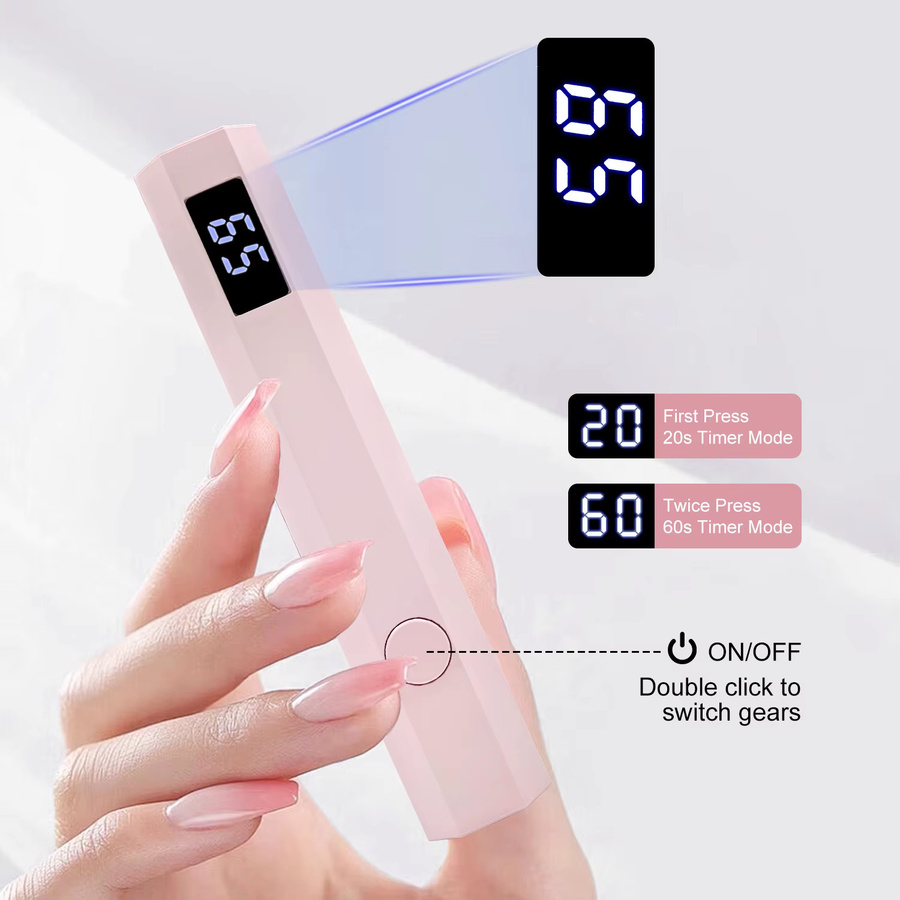 Limegirl Mini-LED-Nageltrocknerlampe mit Ständer, Rosa, USB-wiederaufladbar - Bild 1