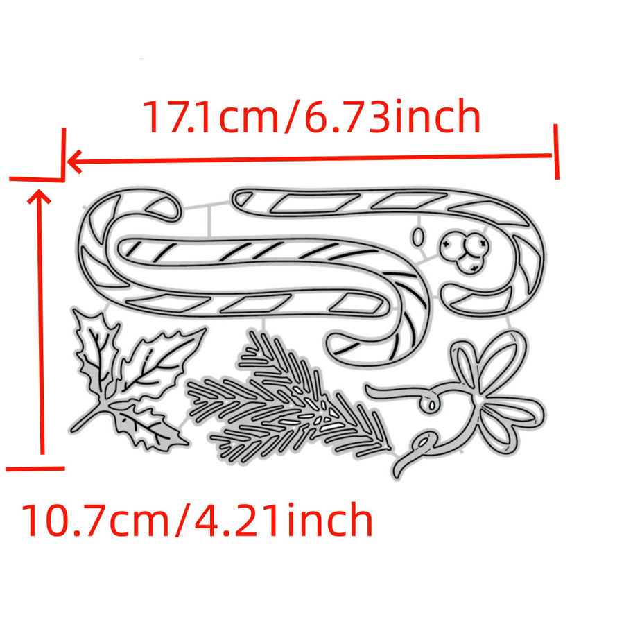 Metall Stanzform Candy Cane für Weihnachtsdeko und Scrapbooking in Silber - Bild 2