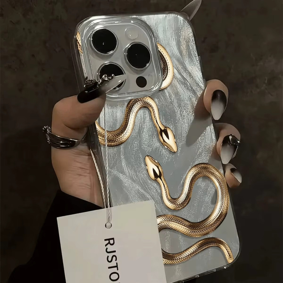Goldene Schlangenmuster TPU-Handyhülle für Apple iPhone Modelle in Silber und Gold - Bild 2