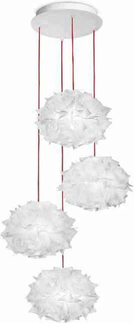 Slamp Veli Mini Quartet Pendelleuchte Couture in Rot mit weißem Kabel - Bild 1