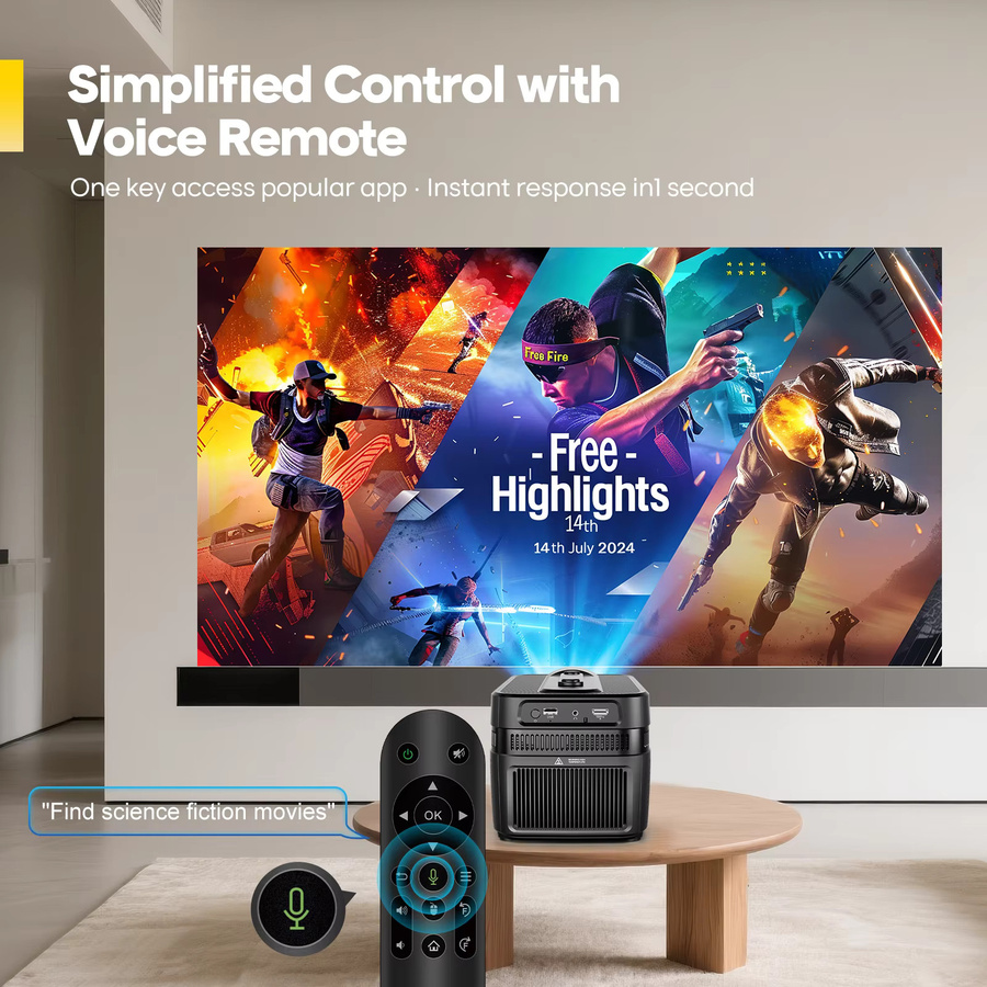 Magcubic HY450C Projektor mit 900 ANSI Lumen, 4K und 8K Unterstützung, Native 1080P Full HD, Allwinner H726, Auto-Offset, Bluetooth 5.4 und WiFi 6, Schwarz - Bild 5