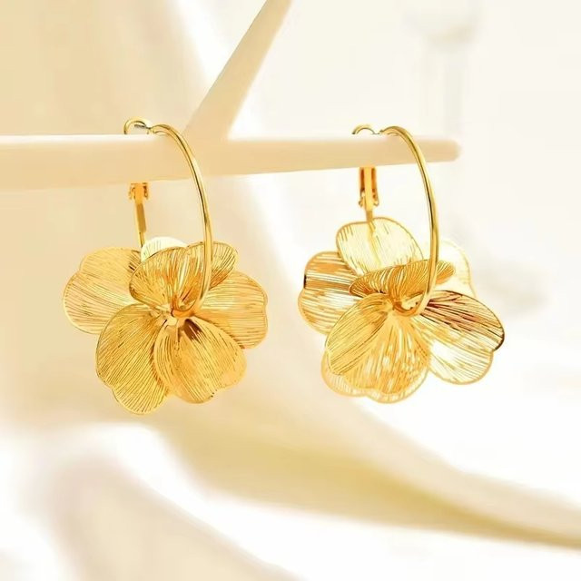 Lush Glam Ohrringe, Schmetterling Blume, Gold, Vintage - Bild 1