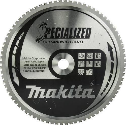 Makita Kreissägeblatt B-33607 für Metall, Farbe: Silber, Durchmesser: 355 mm, Bohrung: 30 mm, Zähne: 80 - Bild 1