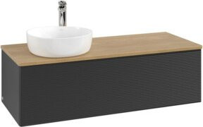 V&B Waschtischunterschrank Antao mit Frontstruktur und Beleuchtung, Farbe Braun, Eiche lackiert, B/T/H: 120 x 50 x 50 cm - Bild 1