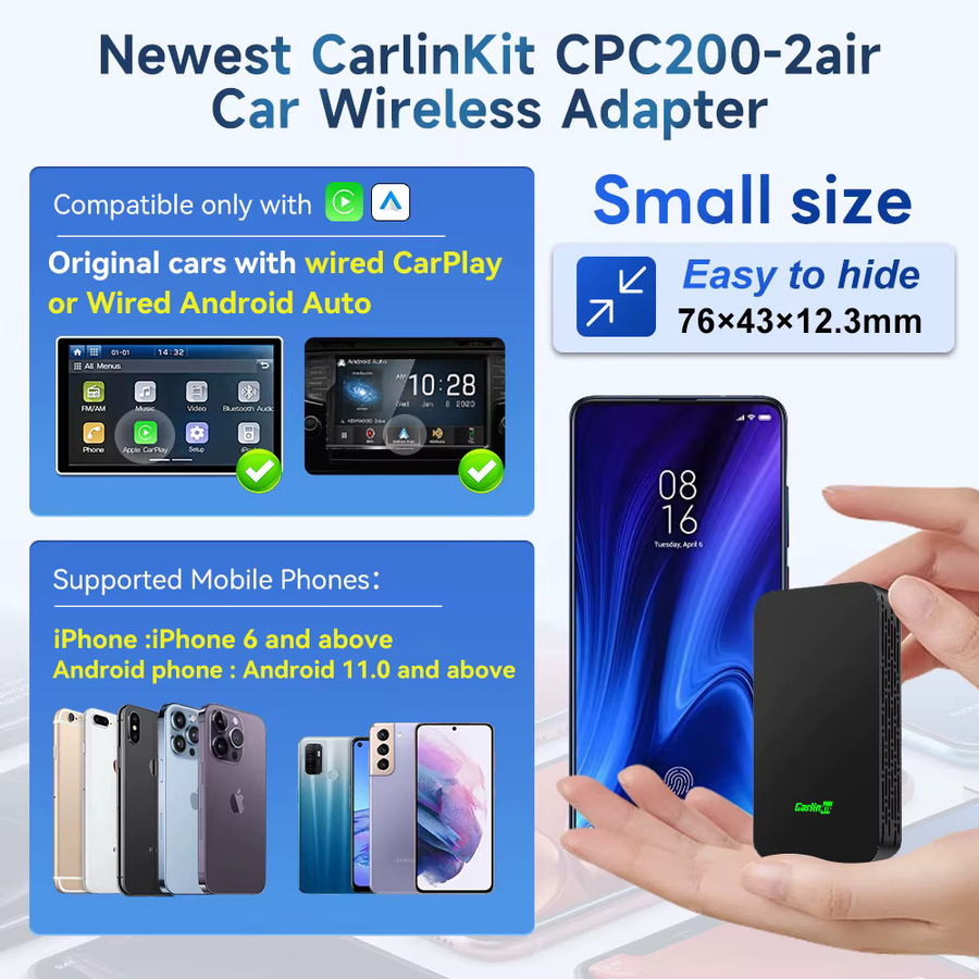 Carlinkit Wireless CarPlay und Android Auto Adapter Mini SE Pro in Schwarz mit 2,4 GHz und 5,8 GHz WiFi für Apple iPhone und Android Geräte - Bild 7