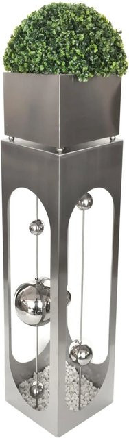 DELUKE Pflanzsäule OSCAR aus Edelstahl in Silber für Innen und Außen, Höhe: 110,7 cm, Breite: 26,0 cm, Tiefe: 26,0 cm - Bild 1