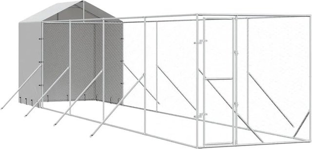 vidaXL Outdoor-Hundezwinger mit Dach aus verzinktem Stahl in Silber B/T/H: 10 x 2 x 2,5 m - Bild 1