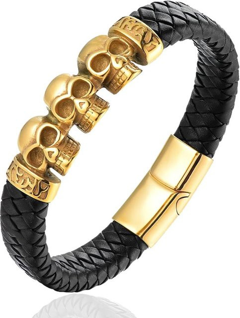 Armband Edelstahl, Totenkopf, Magnetverschluss, Herren, 21cm - Bild 1