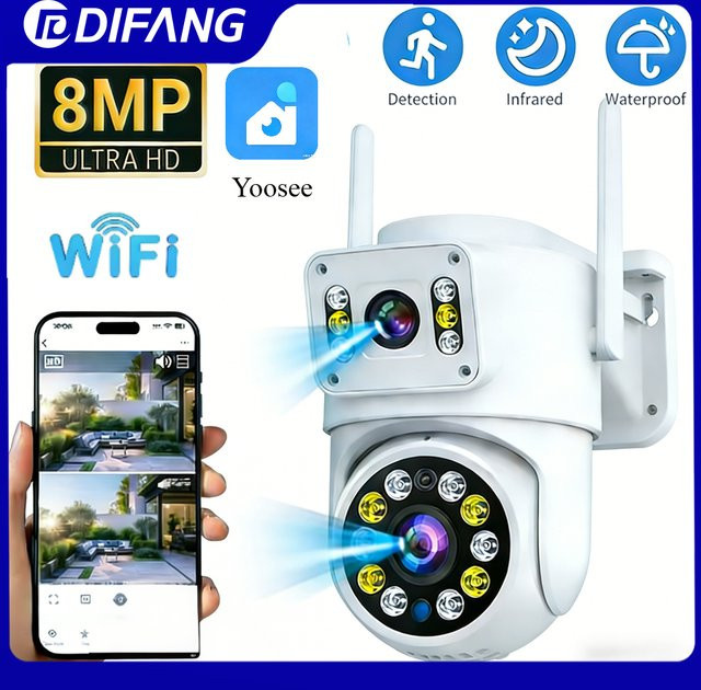 DiFang Yoosee Mini-IP-Sicherheitskamera mit Nachtsicht und Dual-Bildschirm in Weiß - Bild 1