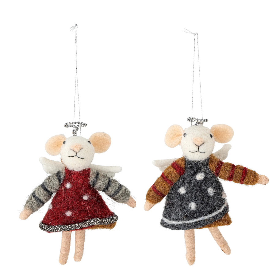 Bloomingville Weihnachtsornament Peo Mäuschen aus Wolle, mehrfarbig, Höhe: 13,5 cm, Breite: 9 cm - Bild 1