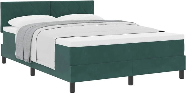 vidaXL Boxspringbett mit Matratze aus Samt in Grün, B/T: 160 x 200 cm - Bild 1