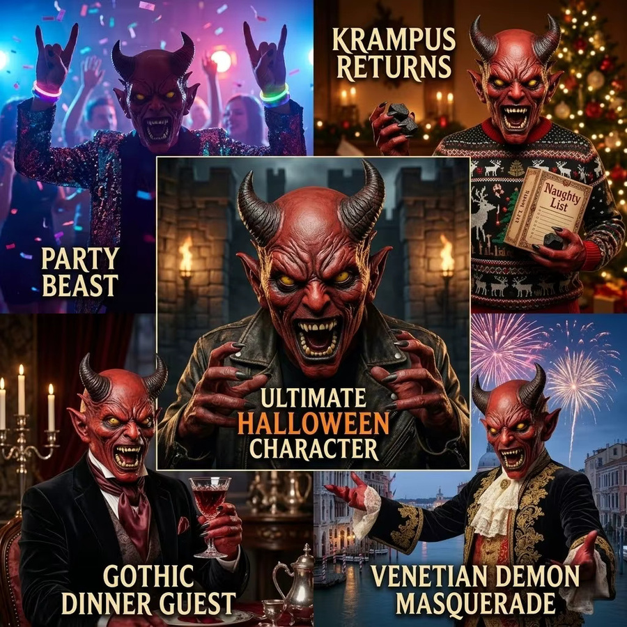 x-merry toy Dämonen-Teufelsmaske, Horror-Latex-Vollkopfmaske, Fantasy, Rot - Bild 6