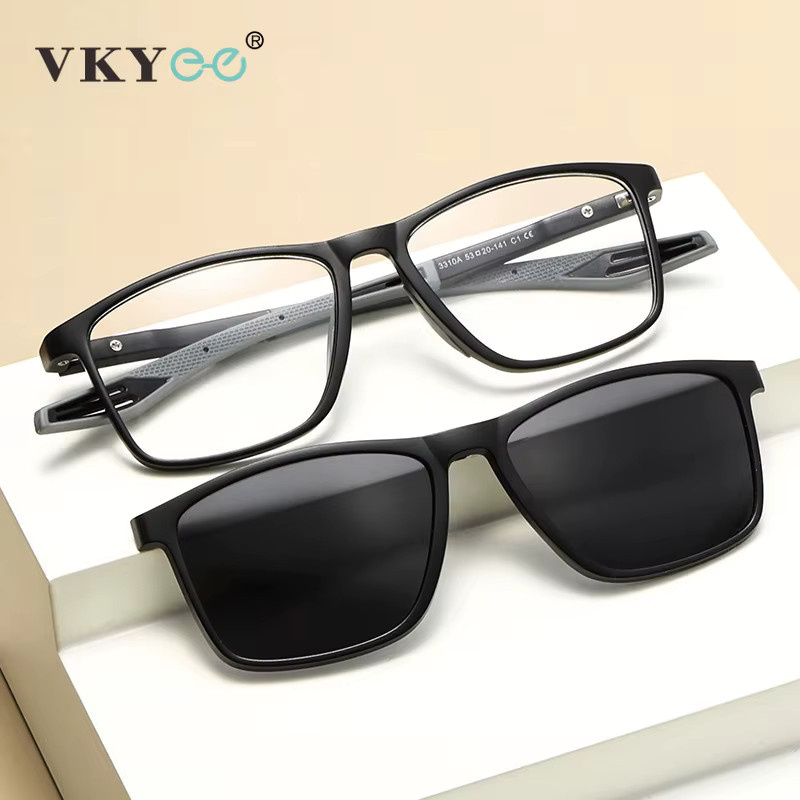 VICKY Sonnenbrille Clip-On, polarisiert, Vollrand, Kunststoff, Unisex, black - Bild 1