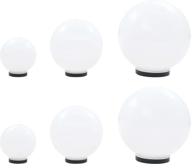 vidaXL 6er Set LED-Gartenleuchten Kugelförmig in Weiß aus PMMA mit E27 Fassung und IP44 Schutz für Garten, Terrasse und Wege - Bild 1