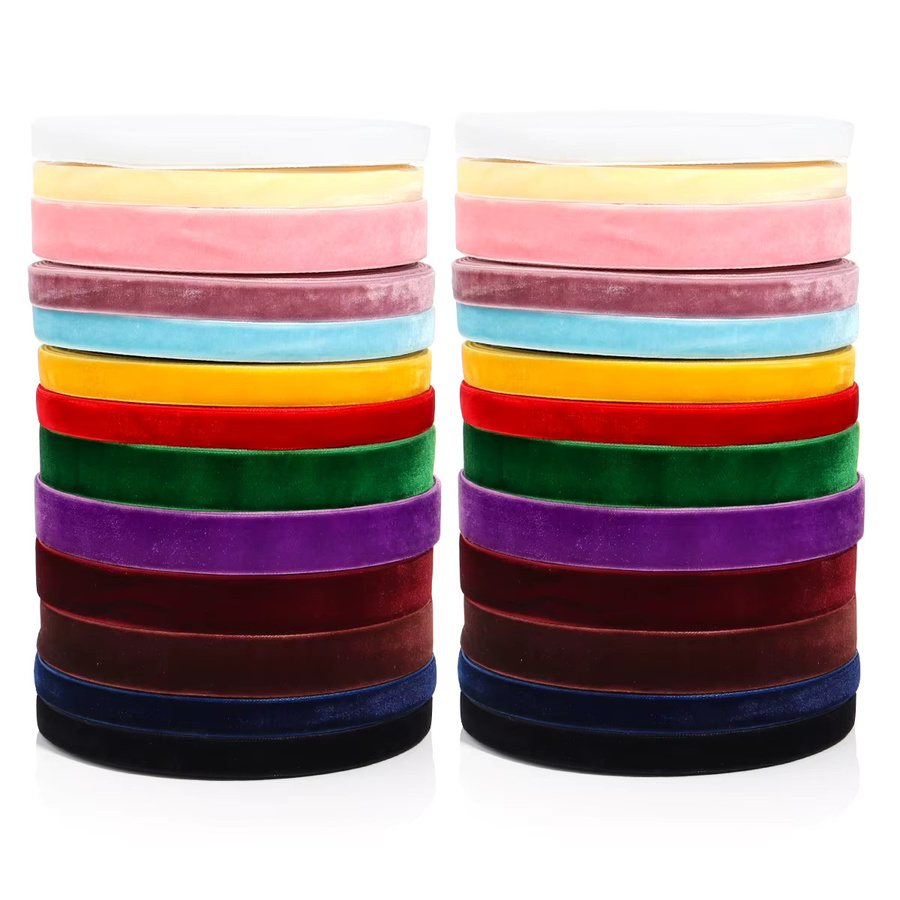 Samtbänder Set mit 16 Farben für DIY Dekoration und Geschenkverpackungen, einseitig beflockte Gurtbänder in Breiten von 6 bis 38 mm - Bild 2