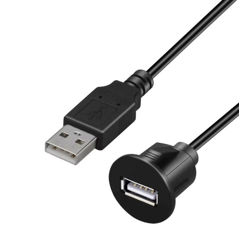 VHOHOUR USB 2.0 Auto Dashboard Unterputz Panel Wasserdichte Kabel Buchse und AUX Verlängerung in Schwarz - Bild 4