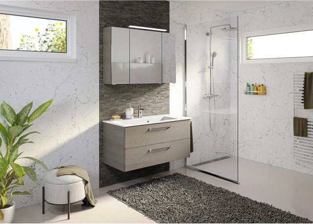 Pelipal Badmöbel-Set Trentino 3-tlg. in Graphit mit Waschbecken, Unterschrank und Spiegelschrank, Breite: 107 cm - Bild 1