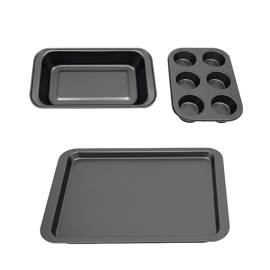 Relaxdays Backformen Set aus Carbonstahl in Dunkelgrau mit Antihaftbeschichtung, 3-teilig, B: 37 cm, T: 25,5 cm, H: 6 cm - Bild 2