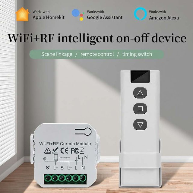 Tuya WiFi Smart Vorhangschalter-Controller zur Rolladenmotor-Steuerung in Weiß, kompatibel mit Smart Life App, Alexa und Google Home - Bild 1