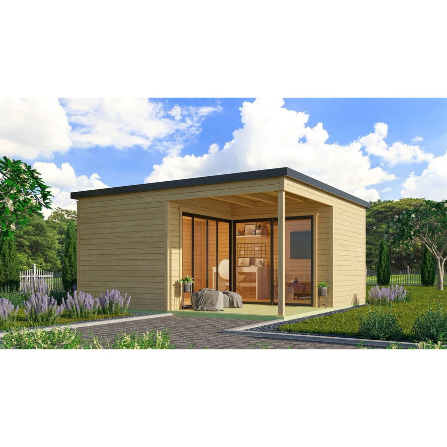Lasita Gartenhaus Domeo 6 Loggia aus Holz in Natur/Unbehandelt mit B/T: 500 x 500 cm - Bild 2