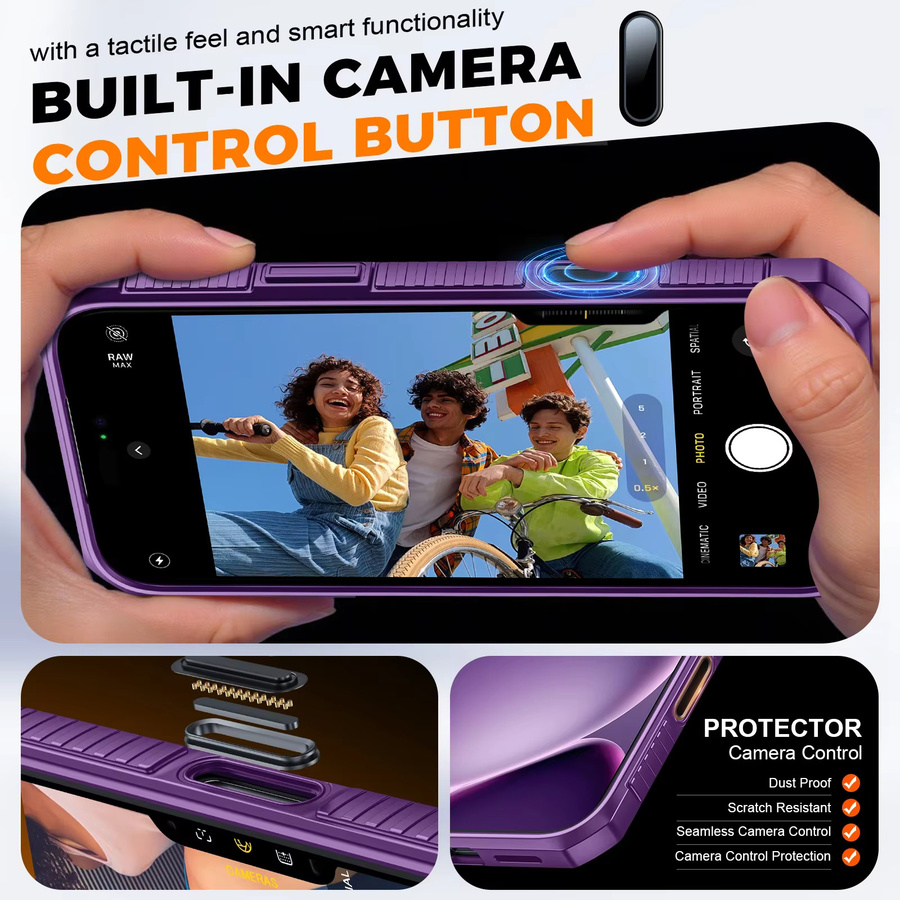 BANGZAO Wallet Case für iPhone 17 Pro mit Kartenhalter, Schiebe-Kameraabdeckung und Standfunktion in Lila - Bild 2