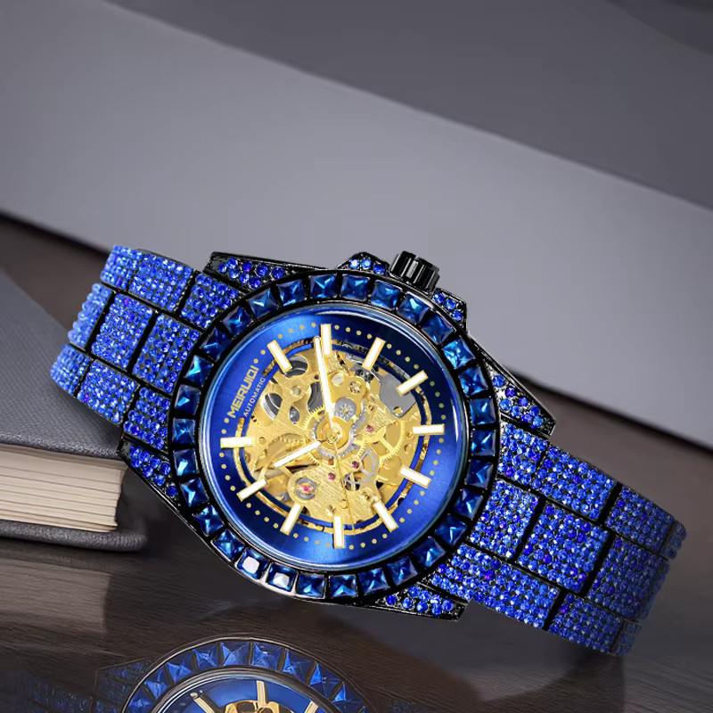 MEIRUIQI Armbanduhr, Automatik, Blau, Rund, Edelstahl, Herren - Bild 2