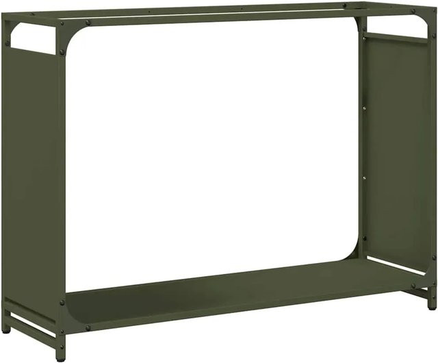 vidaXL Brennholzregal aus kaltgewalztem Stahl in Olivgrün, B/T/H: 90 x 28 x 65 cm - Bild 1