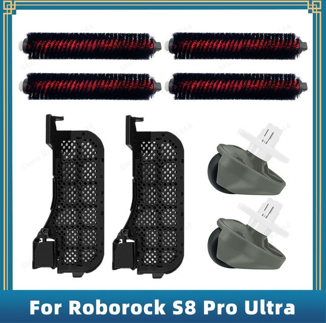 OSSIEAO Zubehör-Set für Roborock S8 Pro Ultra in Schwarz: Reinigungstank, Filter, High Speed Reinigungsrolle, Pinsel und Vorderrad-Lenkrolle aus Kunststoff - Bild 1