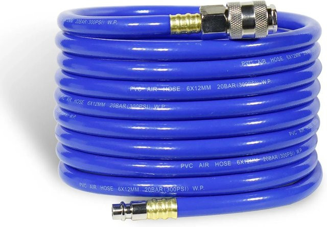 CCLIFE Druckluftschlauch Blau, 5m Länge, 20Bar, 1/4 Zoll mit Schnellkupplung für Kompressor und Werkstatt - Bild 1