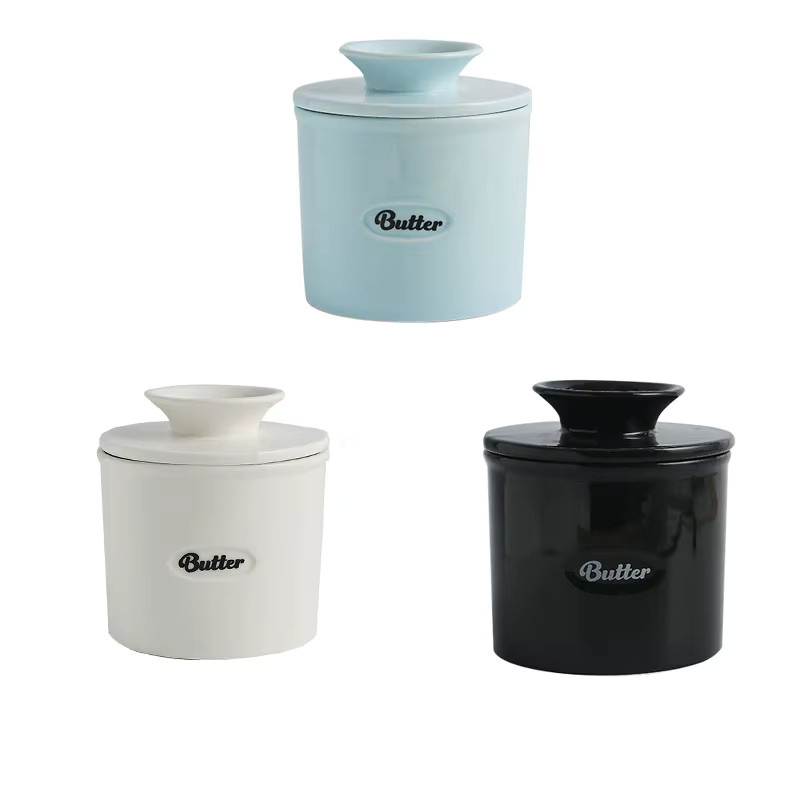PGY Keramik-Butterglas mit Deckel in Blau - Bild 4