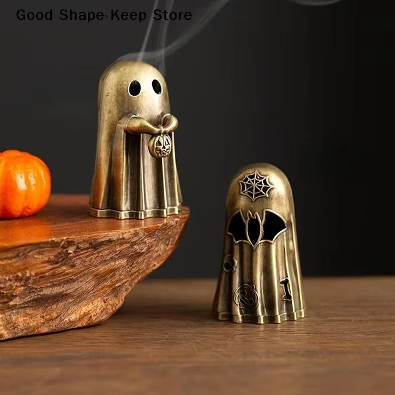 DailyGhost Räucherstäbchenhalter Kürbis als Tischdekoration in Gold, Vintage Metall-Ornament für Yoga und Meditation - Bild 5